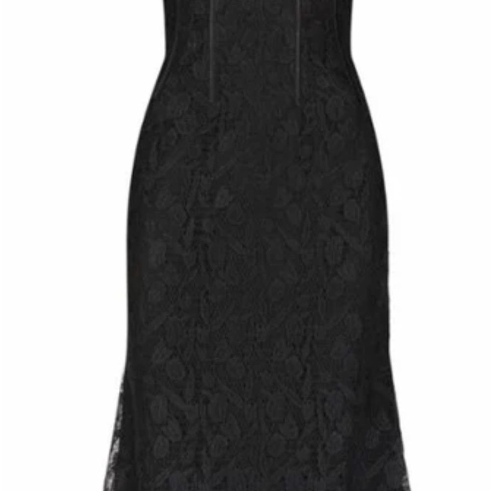 LELA ROSE TULIP LACE SEAMED A LINE DRESS